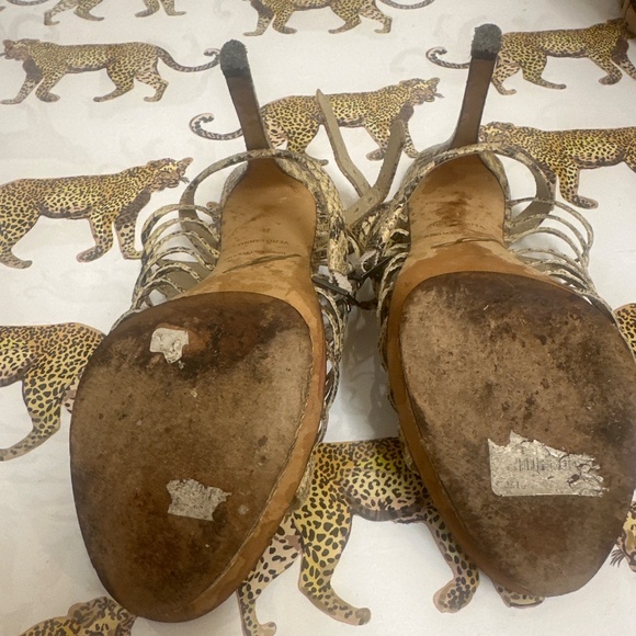 B Brian Atwood snake-embossed leather cage heels - Size 8 - Picture 5 of 6